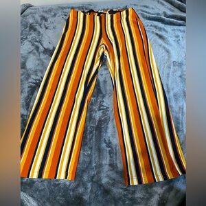 urban outfitters wide leg retro stripped pants 70s style size xs